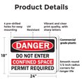 thumbnail image 2 of (2 Pack) Do Not Enter Confined Space Permit Required OSHA Danger Sign 24 Inch X 18 Inch Plastic Sign, Weather Resistant, UV Protected for Workplace, Business, and Construction Site,, 2 of 8