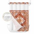 thumbnail image 2 of Orange Red Boho No Hook Shower Curtain Waterproof, Bathroom Curtains with Snap in Liners and See Through Top Window, Ethnic Geometric Middle Century Art Hotel Style Bathtub Curtains Shower 72"Wx96"L, 2 of 8