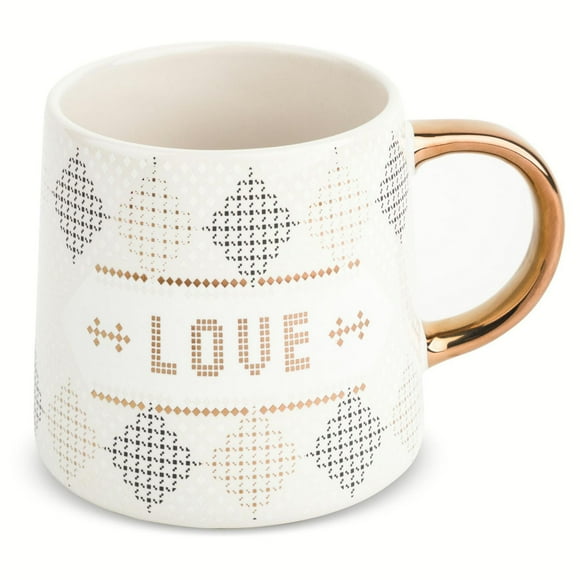 Thyme & Table Stoneware 20 fl oz Love Coffee Mug, White, Mugs