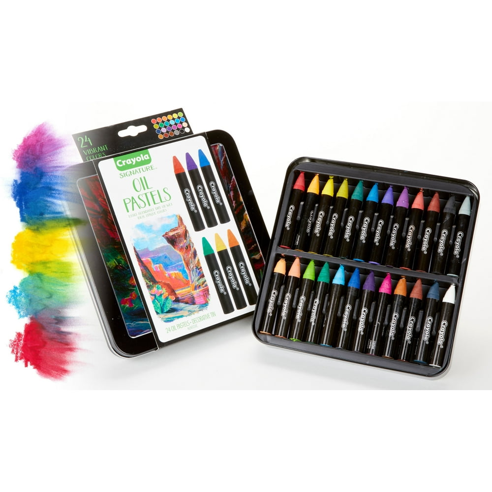 Crayola 24 Count Signature Oil Pastels With Decorative Tin Walmart