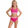 thumbnail image 2 of Tisuna Girls' Color Block Two Piece Swimwear For Young Kids Girls Stylish Split Bathing Suit Beach Pool Child Bathing Suit Pink Size 8-10 Years, 2 of 4