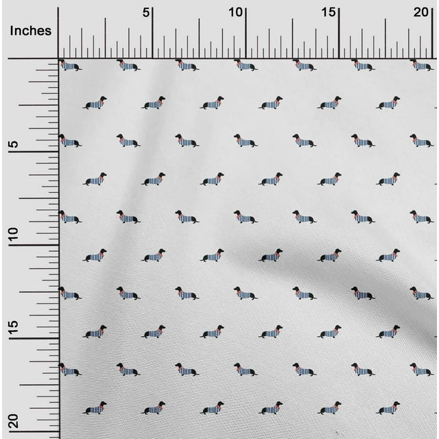 oneOone Cotton Silk Fabric Dachshund Dog Print Fabric BTY 42 Inch Wide