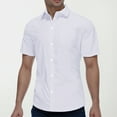 thumbnail image 2 of JUMESGU Mens Short Sleeve Dress Shirts Wrinkle Free Solid Casual Button Down Shirts with Pocket (White,L), 2 of 8