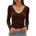 thumbnail image 1 of Hauts à Manches Longues d'Automne pour Femmes Mode Basique à Volants Crop Tops, 1 of 6