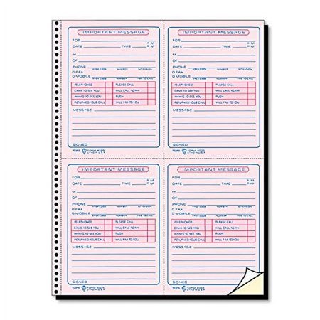 TOPS 4009 Important Message Book, 11-Inch x8-1/4-Inch , 400 Sets, PK/CY Paper