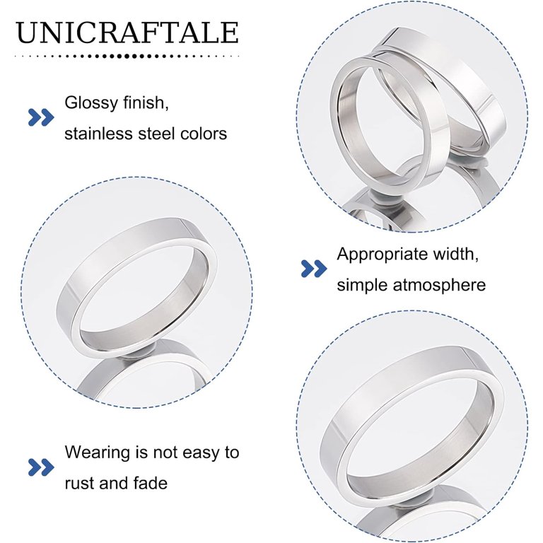 6Pcs 6 Sizes 15.5~18mm Inner Diameter Finger Ring 304 Stainless