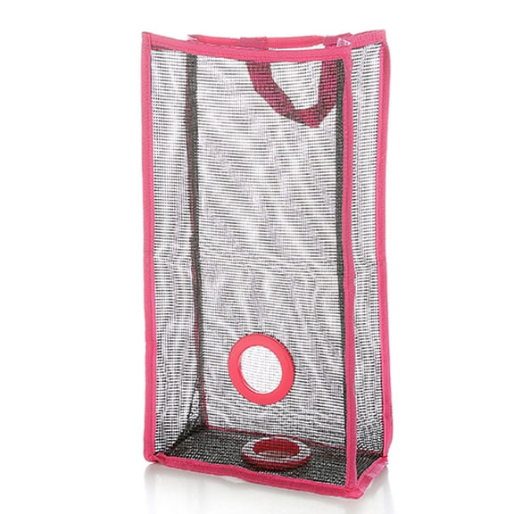 Hanging Grocery Bag Holder Plastic Bags Storage Dispenser Organizer for Kitchen(Rose Red S)