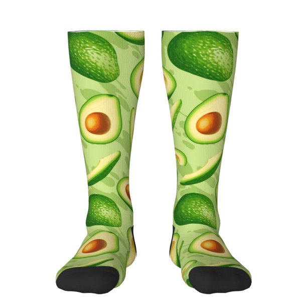 Fotbe Green Avocado Calcetas Divertidas Estampadas para Hombre y Mujer, Calcetas de Algodón hasta la Rodilla para Caminar, Correr, Enfermería y Embarazo