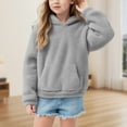 thumbnail image 2 of Pullover Hoodies for Girls Girls Fuzzy Fleece Pullover Hoodies Sweatshirt Casual Loose Outwear Coat with Pockets 4-15 Years, 2 of 6