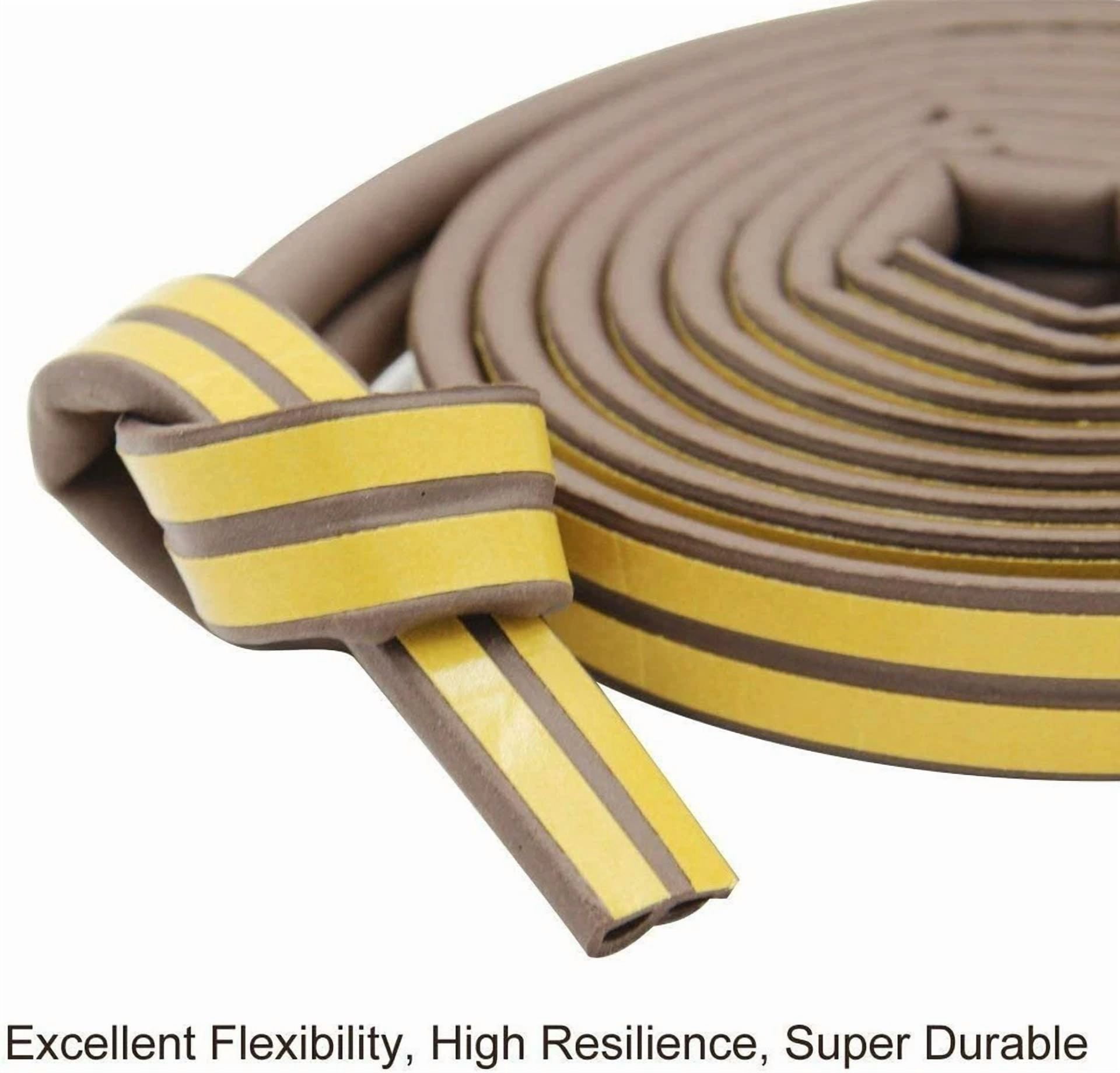 CRESTIN- 33Ft. Self Adhesive Brown Weather Stripping, Insulation For Doors & Windows