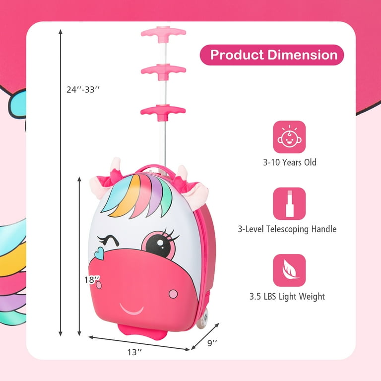 Costway Kids Rolling Luggage 16'' Hard Shell Carry On Travel