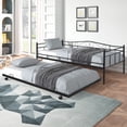 thumbnail image 2 of Unique Choice Metal Frame Daybed with Pull Out Trundle ,Twin Size Daybed Frame for Living Room Bedroom,Black, 2 of 8