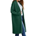 thumbnail image 2 of Baberdicy Cardigan Sweater Women's Autumn and Winter Solid Color Fashionable Thin Lapel Long Woolen Coat Casual Cardigan Women's Cardigans Green, 2 of 7
