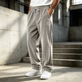 thumbnail image 5 of Hearthz Corduroy Wide Leg Men Pant Athletic Workout Running Work Hiking Pants Elastic Waist Drawstring Joggers for Men with Pockets Light Gray L, 5 of 6