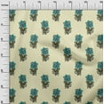 thumbnail image 2 of oneOone Cotton Poplin Fabric Leaves & Floral Block Printed Fabric 1 Yard 42 Inch Wide, 2 of 4