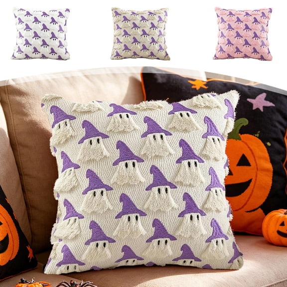Halloween Pillow Covers 18x18 Fall Thanksgiving Pumpkin Throw Pillow Cases, Flocked Decorative Couch Pillow Covers for Sofa Living Room, Soft Corduroy Fall Decor by OVFUIZ