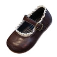 thumbnail image 3 of Viluyesy Girls’ Spring Summer Mary Jane Shoes – Vintage Lace-Up Design with Bowknot Detail, Soft Sole, Low Heel, and Delicate Floral Embellished Trim Brown Size 7, 3 of 10