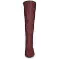 thumbnail image 6 of BLISSFUL STEP Women's Boots Knee High Stiletto Heel Boots Pointy Toe Buckle Zipper Boots Burgundy 6, 6 of 7