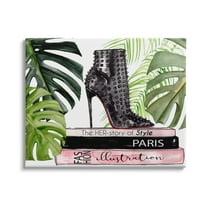 Stupell Indtries Chic Studded Fashion Boots Monstera Palms Glam Magazine,20 x 16,Design by Jennifer Paxton Parker