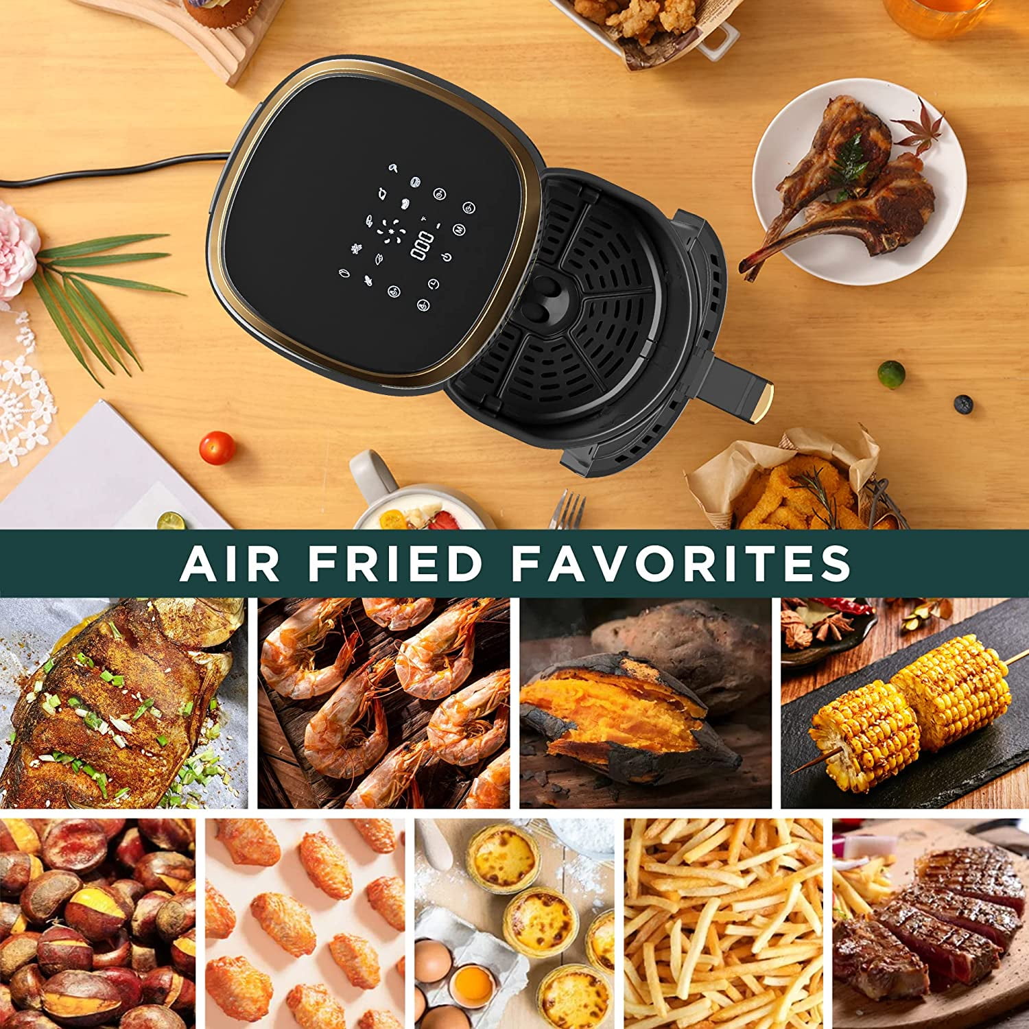 HAUSHOF Air Fryer, 4.2 Quart Compact Small Oven with 9 Cooking Functions, Nonstick Stainless Steel & Dishwasher-Safe, No-Oil Air Fry, Roast, Bake