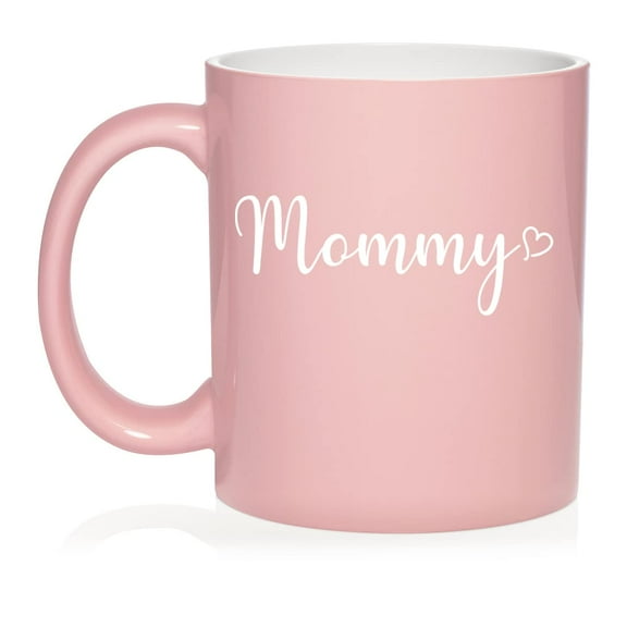 Mommy With Heart Ceramic Coffee Mug Tea Cup Gift (11oz Light Pink)