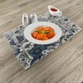 thumbnail image 2 of Ambesonne Navy Blue Place Mats Set of 4, Wild Monochrome Flowers, Standard Size, Dark Petrol Blue Coconut, 2 of 5