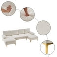 thumbnail image 3 of U-Shaped Sectional Sofa, 4-Seat Convertible Modular Sofa with Double Chaise Lounge and 2 Arm Pillows, Chenille Upholstered Sofa Couch with Metal Legs for Living Room, Apartment, White, 3 of 8