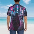 thumbnail image 4 of Bingfone Men's Short Sleeve Button Down Shirts Hawaiian Neon Night Cityscape Printed Beach Shirt, 4 of 7