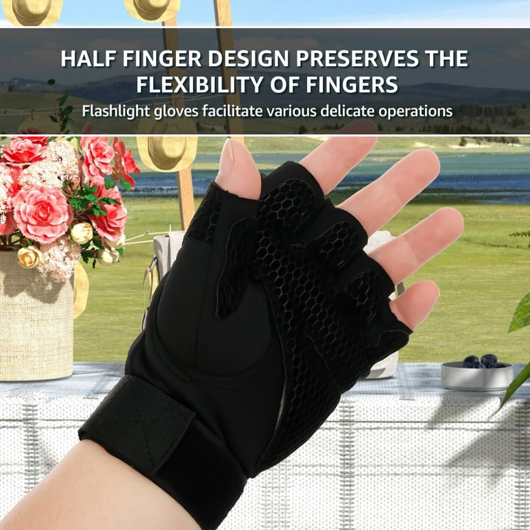 LED Flashlight Gloves Hands Free Half Finger Lighted Gloves