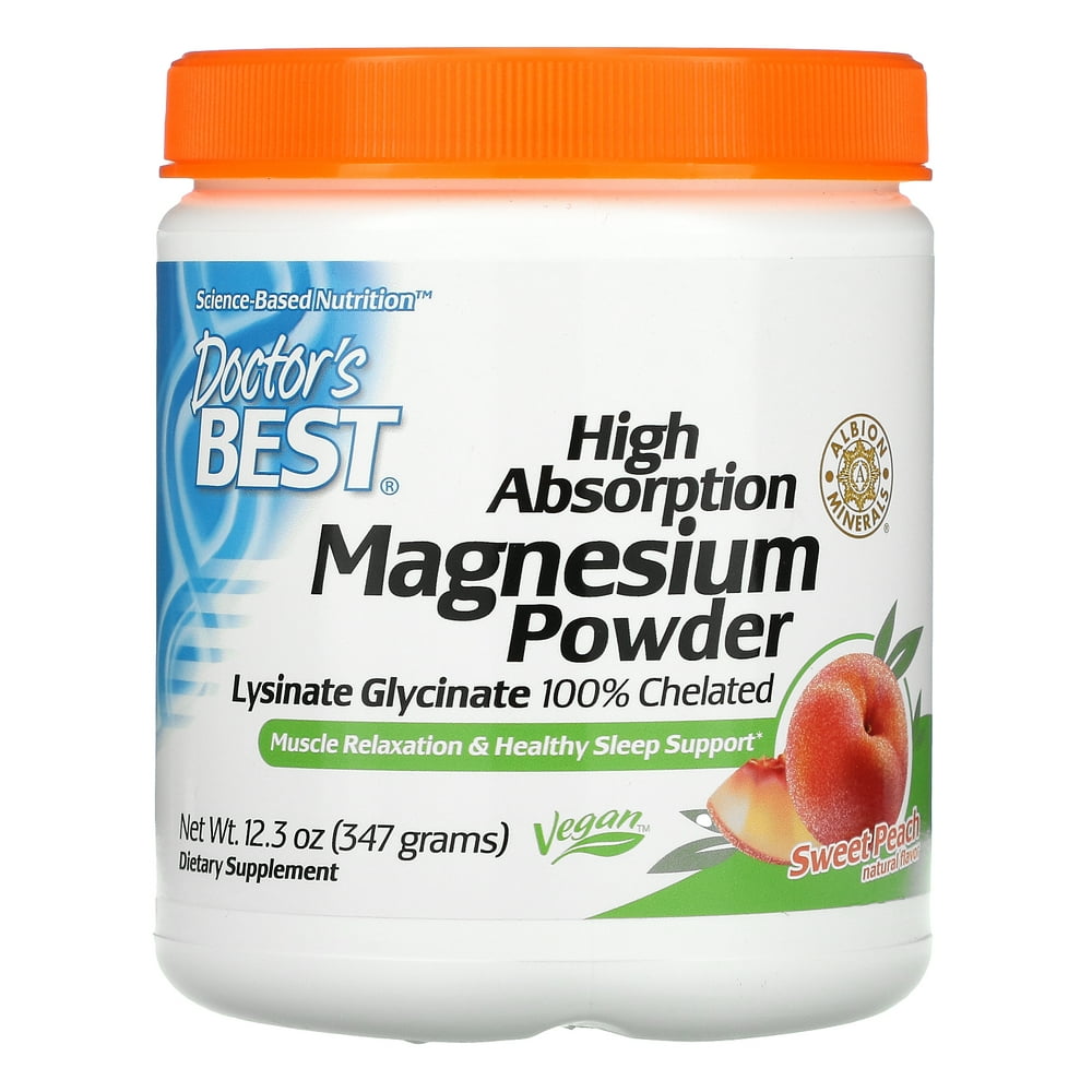 Doctor's Best High Absorption Magnesium Powder, Sweet Peach, 12.3 oz