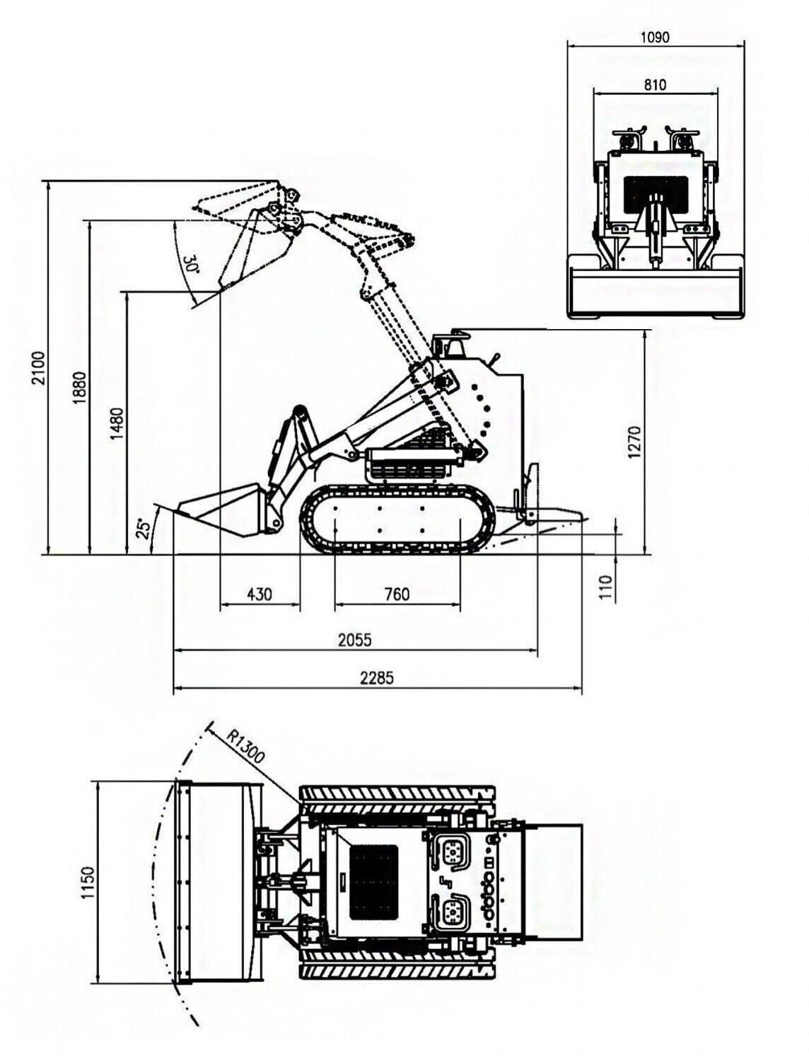 Skid-Steer Loader Wheeled 22.1 HP Honda EPA Gasoline Engine for Gardens, Farming