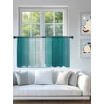 thumbnail image 4 of Sheer Curtains 54 Inch Length 2 Panels Set for Kitchen, Aqua Ombre Semi Sheer Curtains for Windows, Vintage Country Wooden Voile Window Treatments Rod Pocket Curtain, 4 of 7