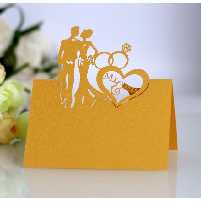 Diseño de banquete de boda hueco, tarjeta de asiento de boda de amor rosa, tarjeta de mesa de decoración de novia