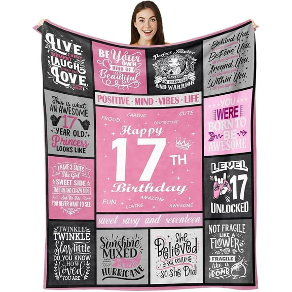 DAJU 17 Year Old Girls Gift Ideas Gifts for 17 Year Old Girl 17th Birthday Gifts for Girls Birthday Blanket for 17 Year Old Girls 17th Birthday Decorations for Girls 17th Throw Blanket(40*50inch)