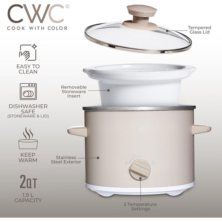 Cook With Color 2-Quart Slow Cooker, Beige photo 2
