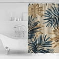 thumbnail image 4 of Blue Brown Palm Leaf Shower Curtains for Bathroom Waterproof Fabric Bath Curtains Decor Bath Tub Curtain Summer Botanical Farmhouse Decorative Shower Curtain Sets with 12 Hooks, 72x72 Inch, 4 of 6