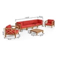 thumbnail image 4 of Elisha Outdoor 6 Seater Acacia Wood Sofa Chat Set, Teak and Red, 4 of 11