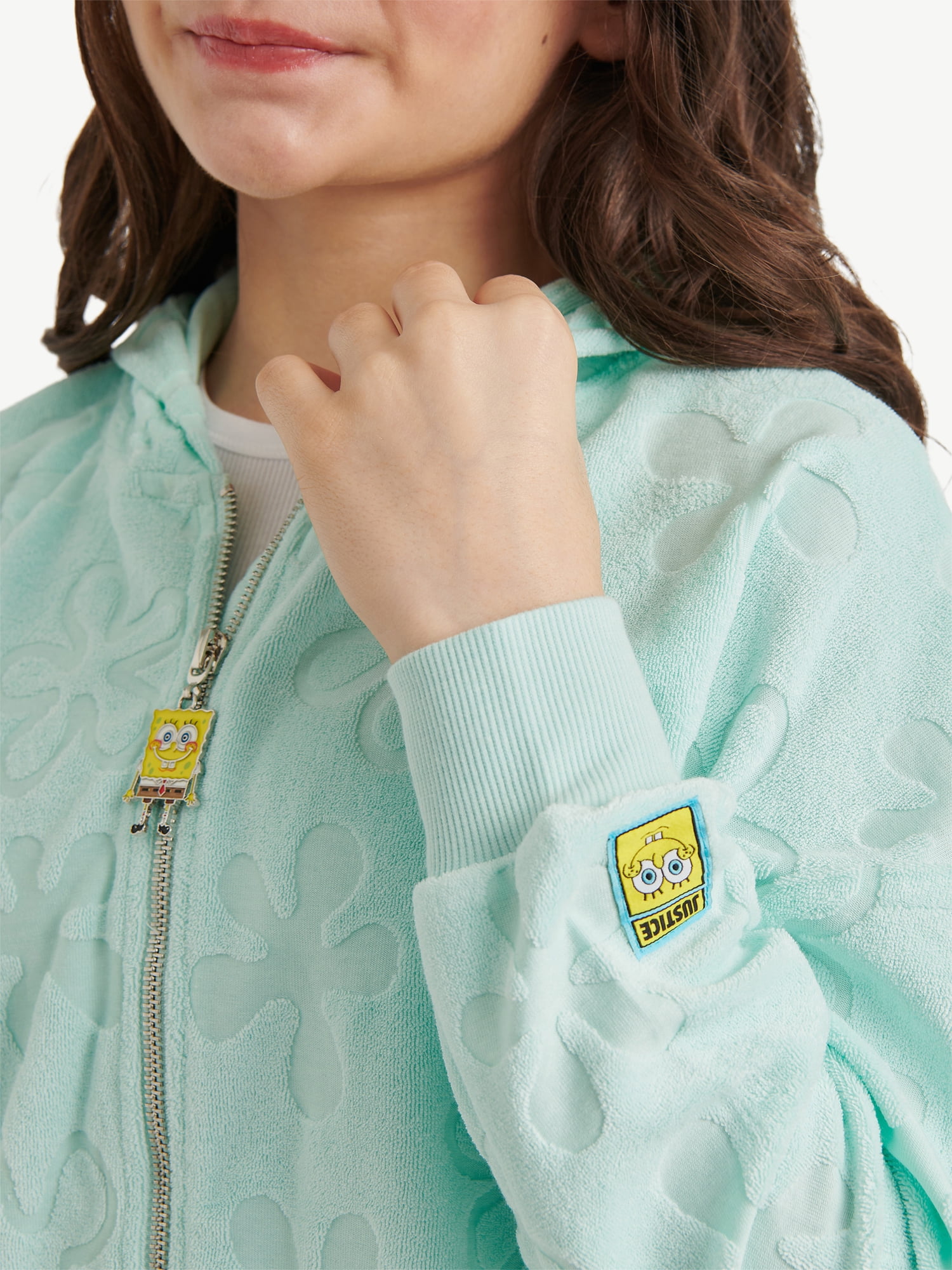 SpongeBob X Justice Girls French Terry Full Zip, Sizes XS - XLP