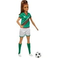 thumbnail image 6 of Barbie Soccer Fashion Doll Dressed in Cleats, Colorful #16 Uniform & Tall Socks, Brunette Ponytail, 6 of 7