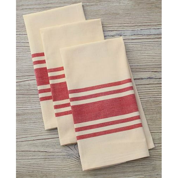 3 Pc Country Stripe Kitchen Towel Sets Red Walmart Com Walmart Com