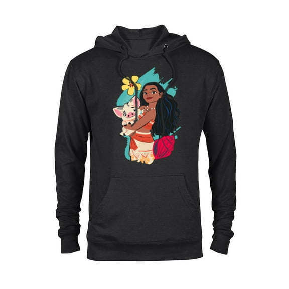 Disney Princess Moana and Pua Seashell - Pullover Hoodie for Adults - Customized-Black