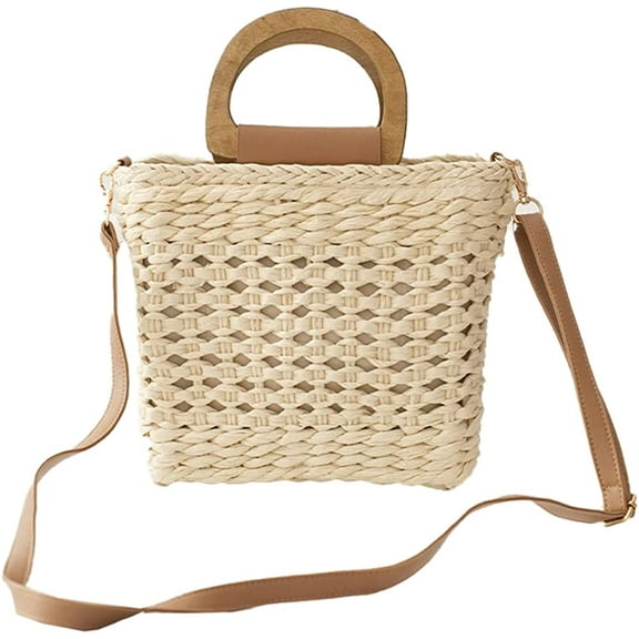 CoCopeaunts Straw Crossbody Bags for Women Small Handwoven Tote Bag Summer Beach Bag for Travel Vacation