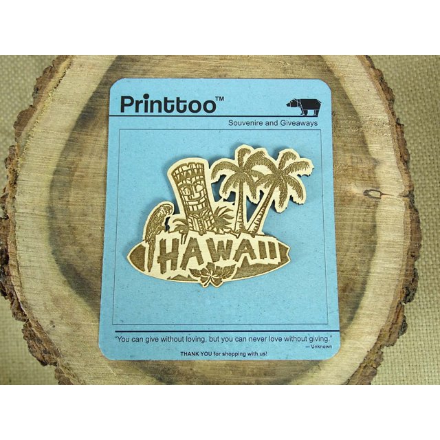 Hawaii Wood Engraved Fridge Magnet Souvenir Gift