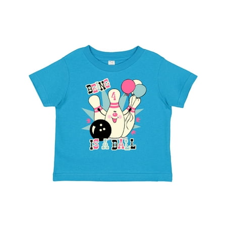 

Inktastic Pink Bowling Pin 4th Birthday Gift Toddler Toddler Girl T-Shirt