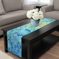 thumbnail image 4 of Turquoise Blue Teal Table Runner 120 Inches Long, Chic Stained Glass Texture Aesthetic Kitchen Coffee Dining Table Decoration for Home Party Birthday Wedding Home Decor 13x120 Inches, 4 of 8