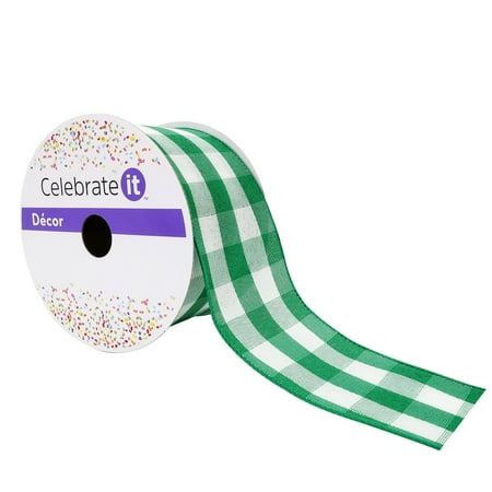 UPC: 0191518419801 | 2.5 Buffalo Check Wired Ribbon by Celebrate It™