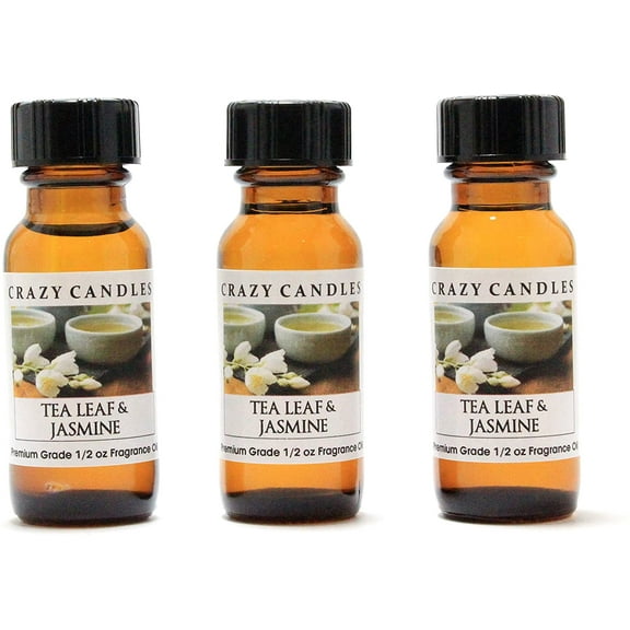 Crazy Candles Tea Leaf & Jasmine 3 Bottles 1/2 FL Oz Each (15ml) Premium Grade Scented Fragrance Oil Made in USA