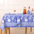 thumbnail image 3 of Hand Block Printed Table Cover - Exquisite Design, Premium Cotton Fabric, Perfect for Dining and Decor, Dining Table Linen Color Prussian Blue 8 Seather 72 x 108 Inches Rectangle, 3 of 7