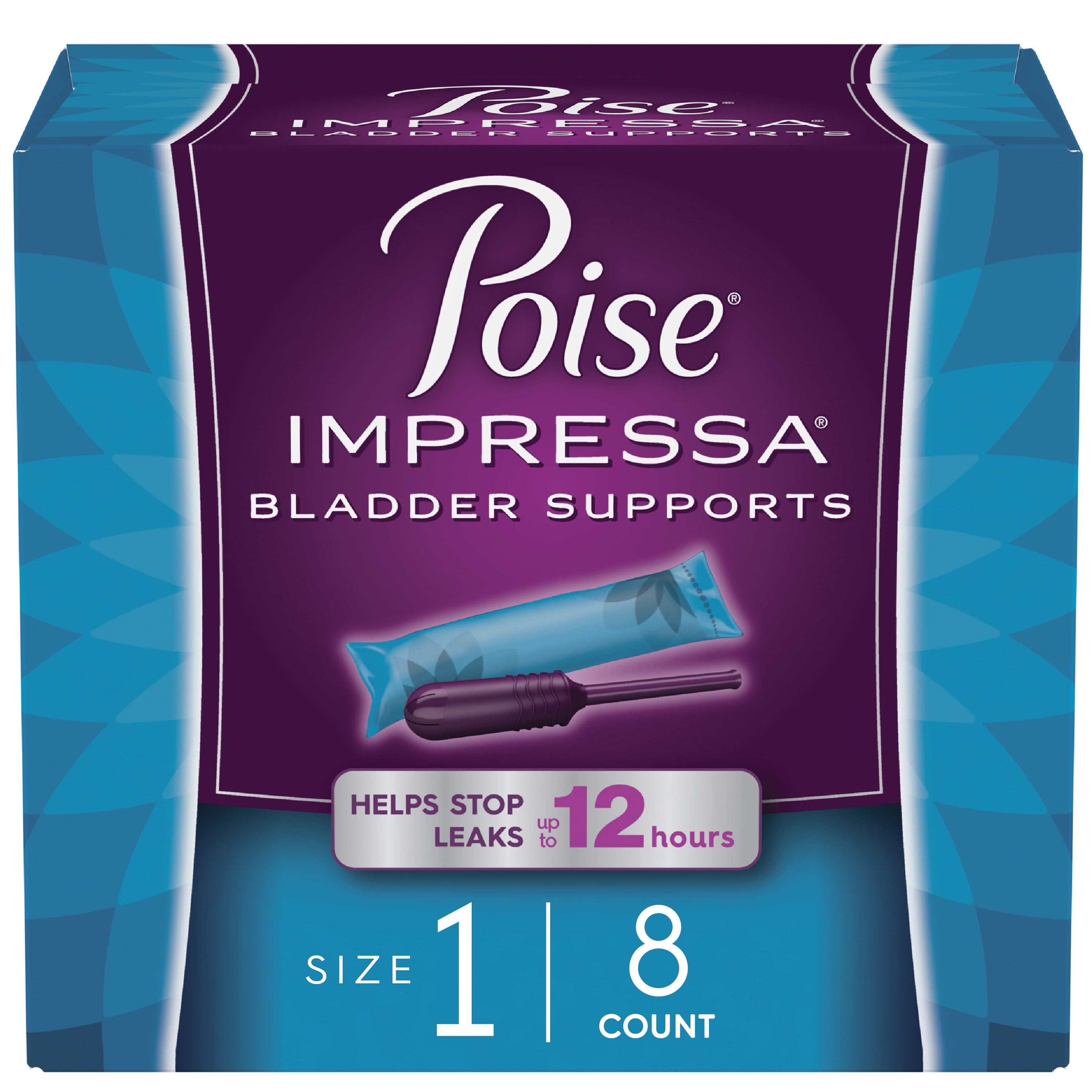Poise Impressa Women's Incontinence Bladder Supports, Size 1, 8 Count