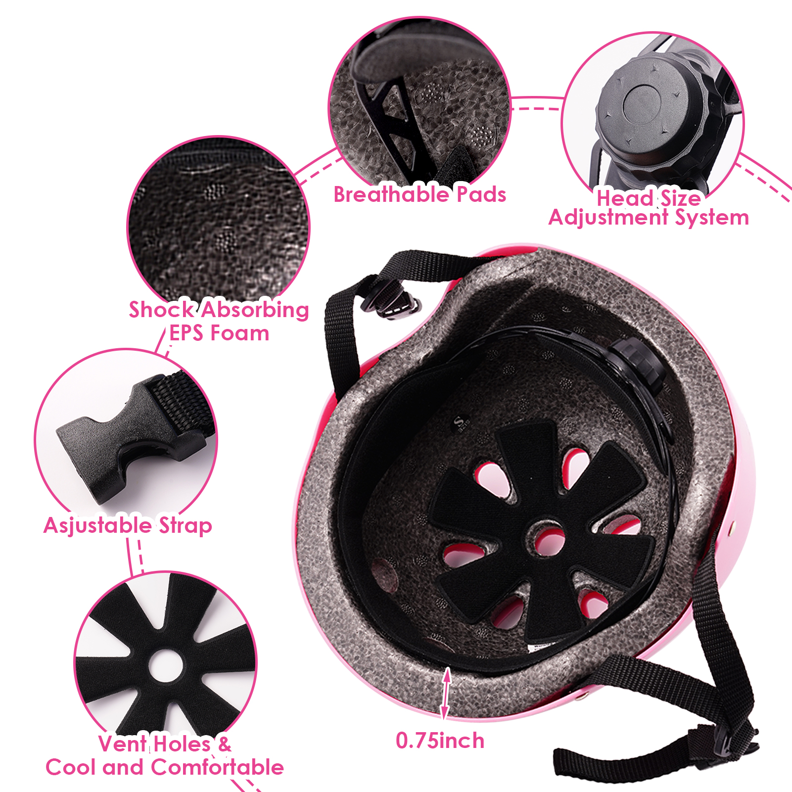 Buquapse Kids Bike Helmet & Protection Set, Pink photo 6